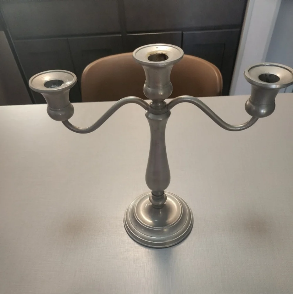 RH Restoration Hardware Silver 3 Candle Candlebra Heavy
